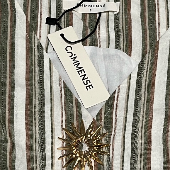 Commense Linen/Cotton Striped Vest & Mid-Waist Striped Wide-Leg Pants Set - Picture 7 of 16